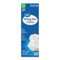 Great Value Strong Flex Tall Kitchen Drawstring Bags – 13 Gallon, 20 Count
