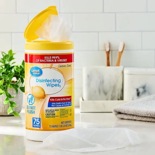 Great Value Disinfecting Wipes – Lemon, 75 Count