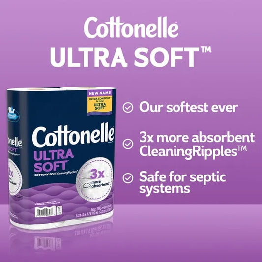 Cottonelle Ultra Soft Toilet Paper – 12 Mega XL Rolls