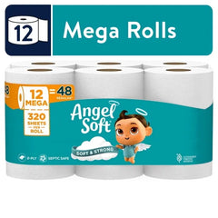 Angel Soft 2-Ply Toilet Paper – 12 Mega Rolls