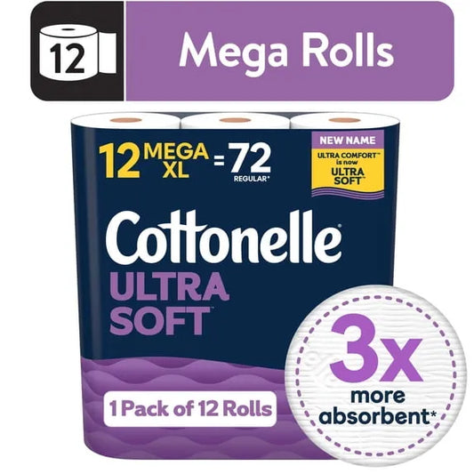 Cottonelle Ultra Soft Toilet Paper – 12 Mega XL Rolls