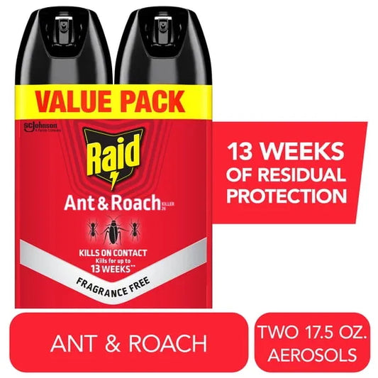 Raid Ant & Roach Insect Killer – 17.5 oz, 2 Count