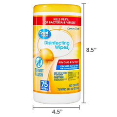 Great Value Disinfecting Wipes – Lemon, 75 Count